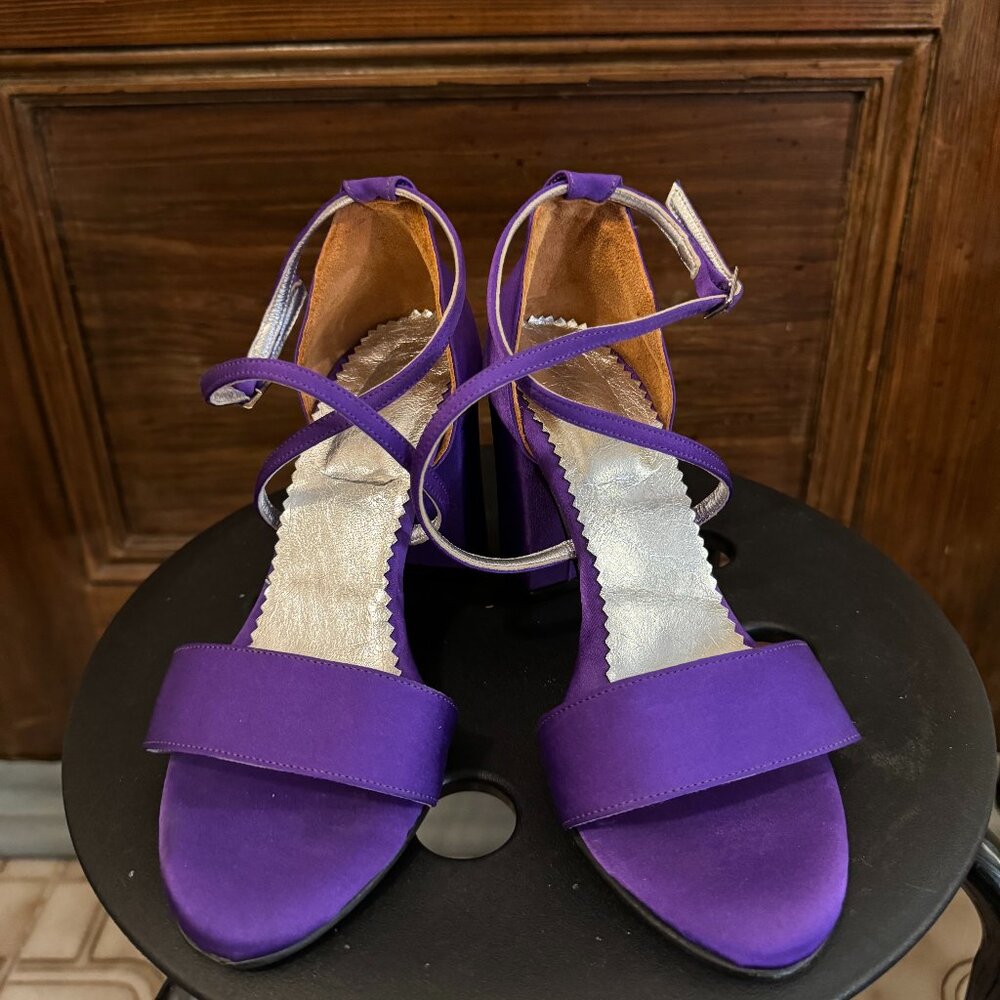 Purple satin heels
